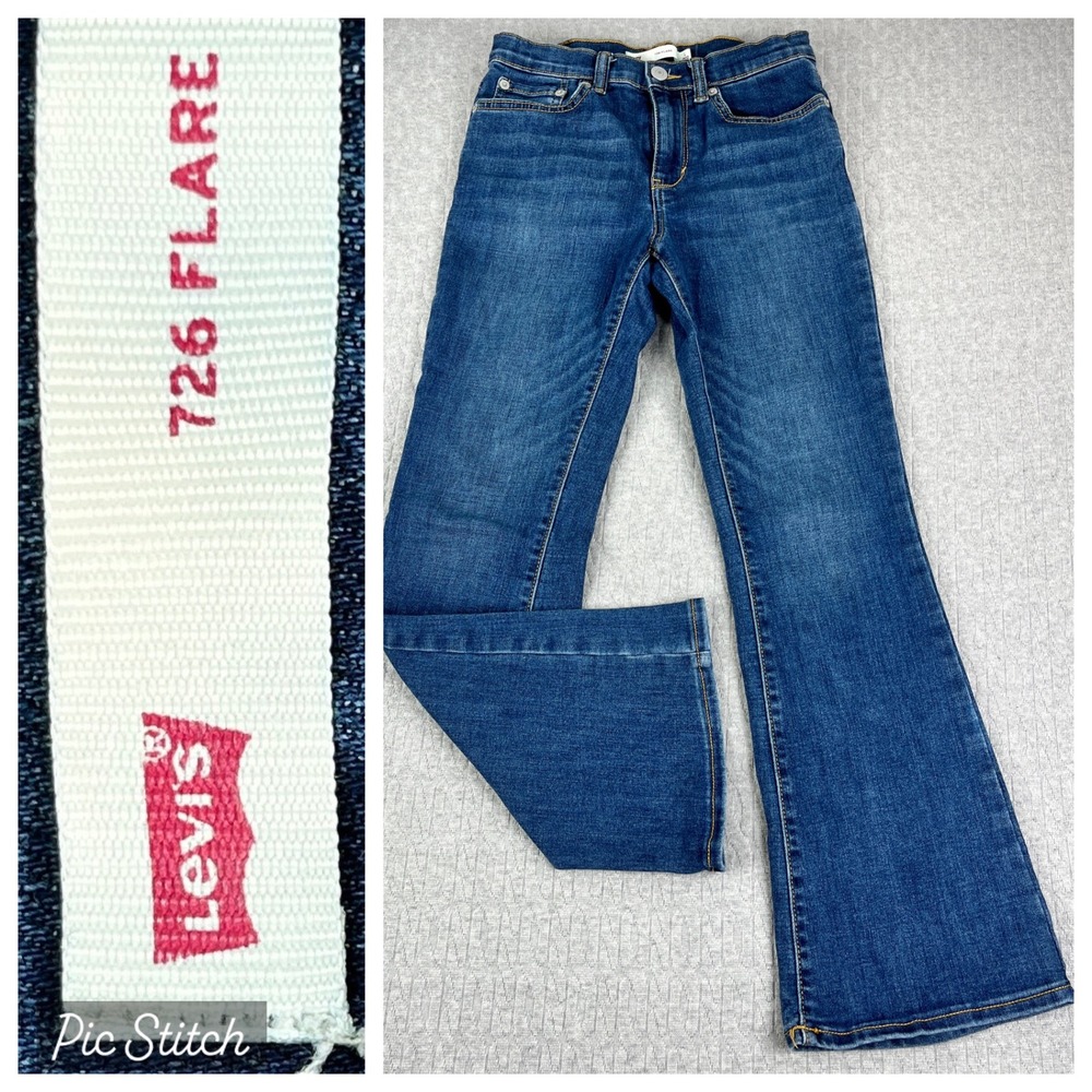 Levis 726 Flare Bootcut Blue‎ Jeans Girls L 10/12 Women 24X26 Adjustable Waist